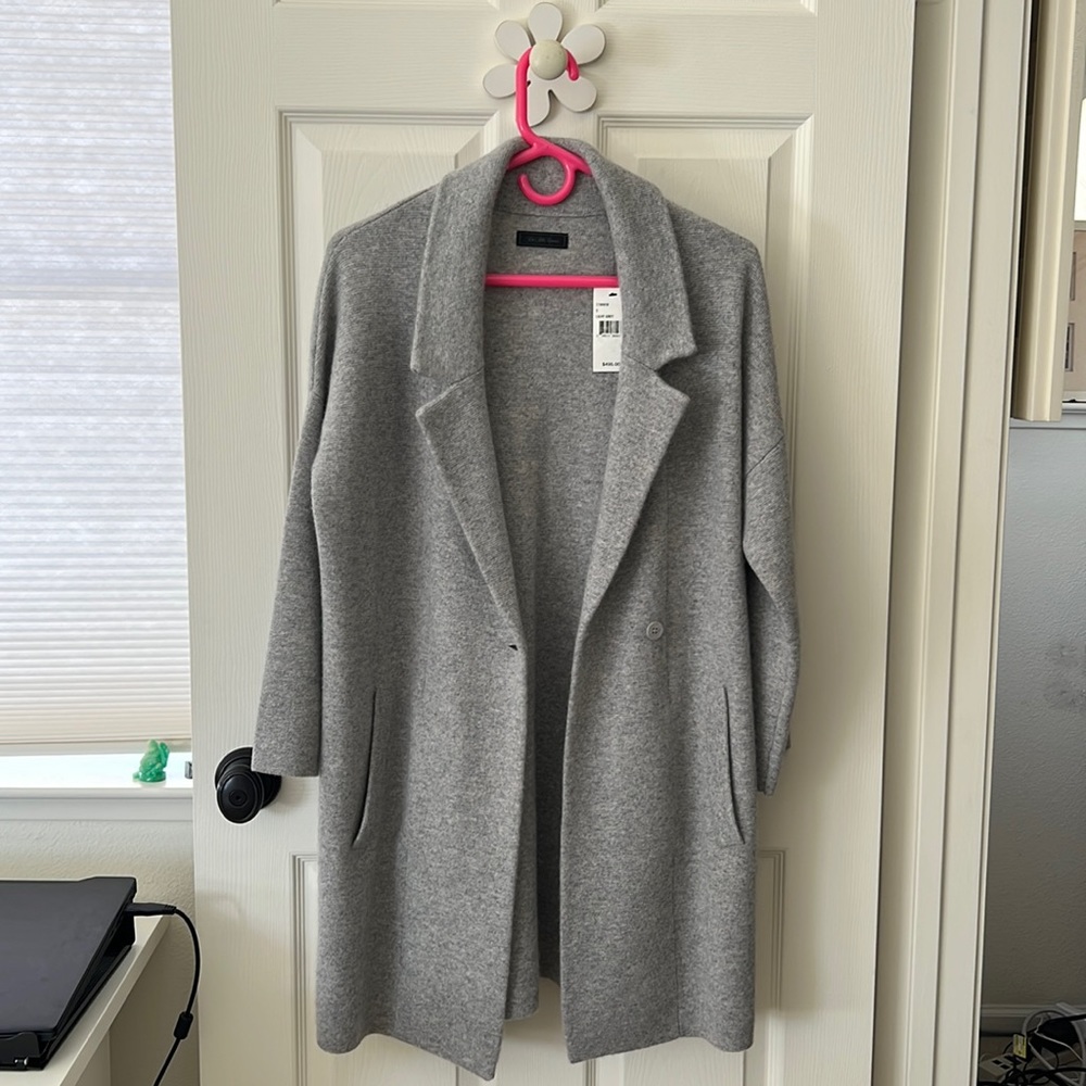 Saks Fifth Avenue Grey Cashmere Car Coat / Sweater Coat